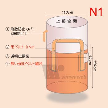 丸型フレコン-N1の写真へジャンプ 丸型フレコン-N1の図面